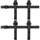 vidaXL Schiebetür-Beschlagsätze 2 Stk. 183 cm Stahl Schwarz