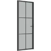 vidaXL Innentür 76x201,5 cm Schwarz Mattglas und Aluminium
