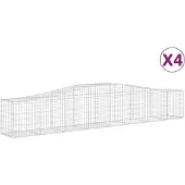 vidaXL Gabionen mit Hochbogen 4 Stk. 400x50x60/80cm Verzinktes Eisen