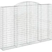 vidaXL Gabione mit Hochbogen 300x30x200/220 cm Verzinktes Eisen