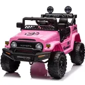 Vrooomy Toyota FJ Cruiser Kinder Elektroauto 12V (1–6 Jahre) – Offiziell Lizenziert, mit Fernbedienung, EVA-Reifen, 2 Motoren & Ledersitz – Kinder Elektrofahrzeug Rosa