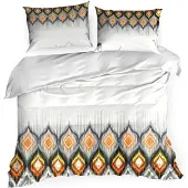 Eurofirany Bettwäsche Kissenbezug weiß orange 200 x 220 cm modern Design 100% Baumwolle