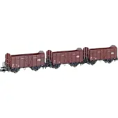 Hobbytrain SBB 3 offene Güterwagen,SBB Kreuz Fbkk,Ep.IV