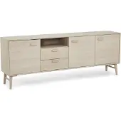 Furnhouse Sideboard Otaro Eiche Whitewash 212 cm - 3 Türen, 2 Schubladen & Soft-Close