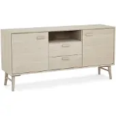 Furnhouse Sideboard Otaro Eiche Whitewash 160 cm - 2 Türen, 2 Schubladen & Soft-Close