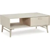 Furnhouse Couchtisch Otaro 120 cm Eiche Whitewash - Massivholzbeine & MDF mit Eichenfurnier