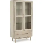 Furnhouse Vitrine Gorbin 190 cm Eiche Whitewash - 2 Türen, 2 Schubladen, LED & Soft-Close