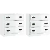 vidaXL Sideboards 2 Stk. Hochglanz-Weiß Holzwerkstoff