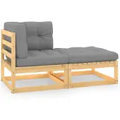 vidaXL 2-tlg. Garten-Lounge-Set mit Kissen Kiefer Massivholz
