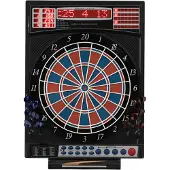 Karella Dartautomat Premium Silver, elektronische Dartscheibe mit High-End Level 41 Spiele, Profi 2-Loch Turnierausführung, LED-Anzeigen, inkl. 12 Softdarts