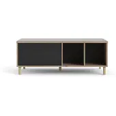 Ebuy24 Penny Couchtisch mit ausziehbarer Deckplatte und 2 Fächern Hickory-Nachbildung und matt schwarz.