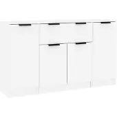 vidaXL Sideboards 3 Stk. Weiß Holzwerkstoff