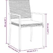 vidaXL 3-tlg. Garten-Essgruppe mit Kissen Poly Rattan und Stahl