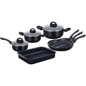 Herzberg Cooking - HG-9016BLK: 10-teiliges marmorbeschichtetes Kochgeschirr-Set - schwarz