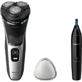 Philips Shaver 3000 Series S3143/02 Elektrischer Nass- und Trockenrasierer, Rotationstrasierer, Schwarz, Silber, PowerCut blade system, Replace every 2 yrs with SH30, 2 Jahr(e), Akku