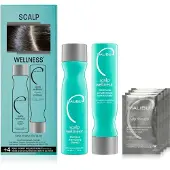 Malibu C Scalp Wellness Collection Set für trockene Kopfhaut Feuchtigkeitsshampoo 266 ml + Conditioner für empfindliche Kopfhaut 266 ml + Kur 12x5 g