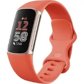 Fitbit Charge 6, Aktivitäts-Trackerarmband, AMOLED, GPS, Nahfeldkommunikation (NFC), Wasserfest, Koralle