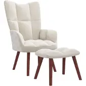 vidaXL Relaxsessel mit Hocker Cremeweiß Samt