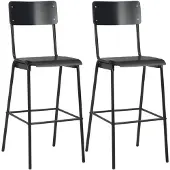 vidaXL Barhocker 2 Stk. Schwarz Massives Sperrholz Stahl