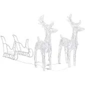 vidaXL Rentiere & Schlitten Weihnachtsdekoration 160 LEDs 130 cm Acryl