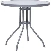 vidaXL Gartentisch Hellgrau 80 cm Stahl und Glas
