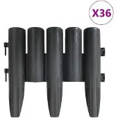 vidaXL Rasenkanten 36 Stk. Anthrazit 10 m PP