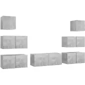 vidaXL 7-tlg. TV-Schrank-Set Betongrau Holzwerkstoff