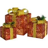 vidaXL Geschenkboxen Deko-Set 3 Stk. Rot Outdoor Indoor