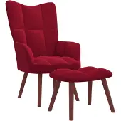 vidaXL Relaxsessel mit Hocker Weinrot Samt