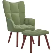 vidaXL Relaxsessel mit Hocker Hellgrün Samt
