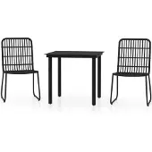 vidaXL 3-Tlg Garten-Essgruppe Schwarz 3099167