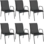 vidaXL Gartenstühle 6 Stk. Stahl und Textilene Schwarz