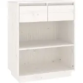 vidaXL Beistellschrank Weiß 60x34x75 cm Massivholz Kiefer