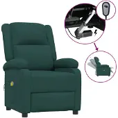 vidaXL Elektrischer Massagesessel Dunkelgrün Stoff
