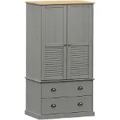 vidaXL Kleiderschrank VIGO Grau 90x55x170 cm Massivholz Kiefer