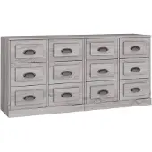 vidaXL Sideboards 2 Stk. Grau Sonoma Holzwerkstoff