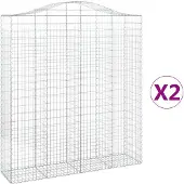 vidaXL Gabionen mit Hochbogen 2 Stk. 200x50x220/240cm Verzinktes Eisen
