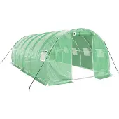 vidaXL Gewächshaus mit Stahlrahmen Grün 18 m² 6x3x2 m