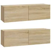 vidaXL TV-Wandschränke 2 Stk. Sonoma-Eiche 100x30x30 cm Holzwerkstoff