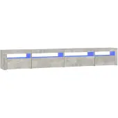 vidaXL TV-Schrank mit LED-Leuchten Betongrau 270x35x40 cm