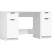 vidaXL Schreibtisch mit Beistellschrank Weiß Holzwerkstoff