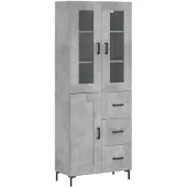 vidaXL Highboard Betongrau 69,5x34x180 cm Holzwerkstoff