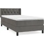 vidaXL Boxspringbett mit Matratze Dunkelgrau 80x200 cm Samt