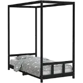 vidaXL Kinderbett Schwarz 90x190 cm Massivholz Kiefer