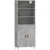 vidaXL Highboard Betongrau 69,5x34x180 cm Holzwerkstoff