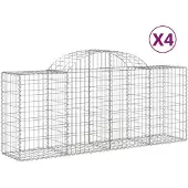 vidaXL Gabionen mit Hochbogen 4 Stk. 200x50x80/100 cm Verzinktes Eisen