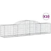 vidaXL Gabionen mit Hochbogen 10 Stk. 300x50x60/80 cm Verzinktes Eisen