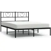 vidaXL Bettgestell mit Kopfteil Metall Schwarz 160x200 cm