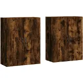 vidaXL Wandschränke 2 Stk. Räuchereiche Holzwerkstoff