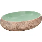 vidaXL Aufsatzwaschbecken Grün und Braun Oval 59x40x15 cm Keramik